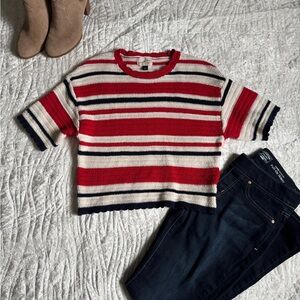 Like New!💥 Universal Thread Red, Cream & Navy Striped Knit Top